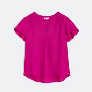 Women's Pink V-Neck Blouse